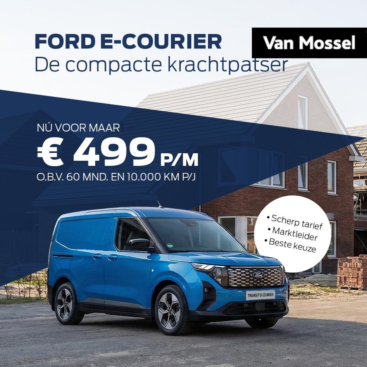 Ford Transit Courier - Limited 44 kWh | VANAF 0,99% RENTE | 293 KM ACTIERADIUS | LED KOPLAMPEN | 17 INCH | ANDROI - AutoWereld.nl
