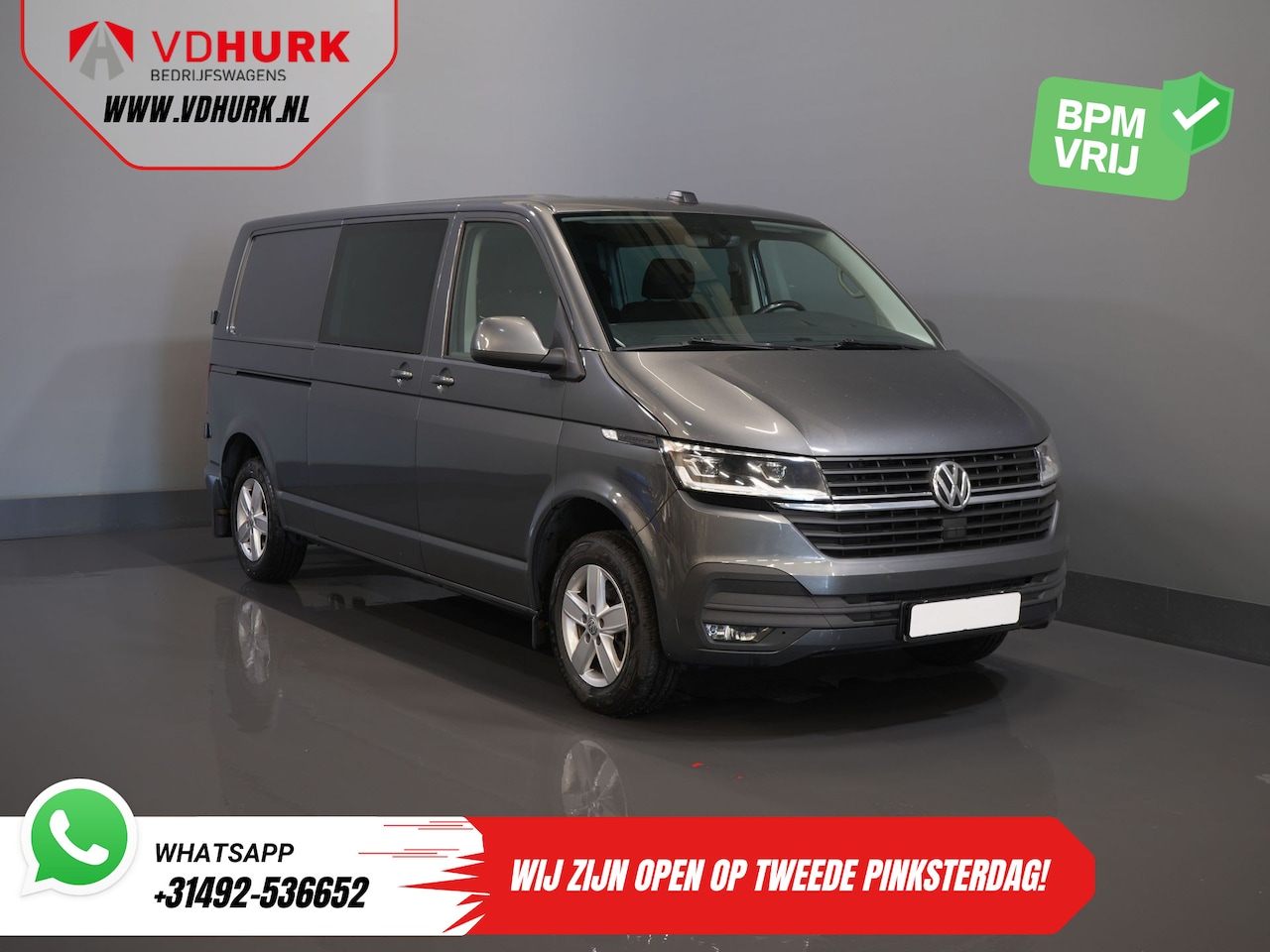 Volkswagen Transporter - 2.0 TDI 150 pk DSG Aut. L2 DC Dubbel Cabine MIXTO/ LED/ Adapt.Cruise/ Standkachel/ Stoelve - AutoWereld.nl