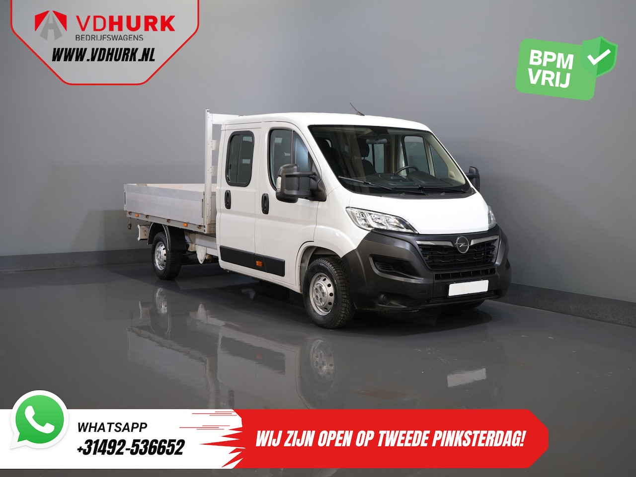 Opel Movano - 2.2 140 pk DC Dubbel Cabine Open Laadbak/ 7 Pers./ 2.5t Trekverm./ Cruise/ Airco/ 288x215x - AutoWereld.nl