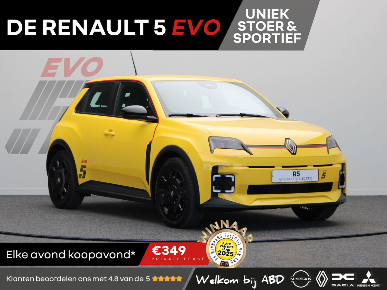 Renault 5 - EVO Urban Range 120pk 40 kWh | Exclusief bij ABD | Vol opties | Sportief design | Carbon | - AutoWereld.nl