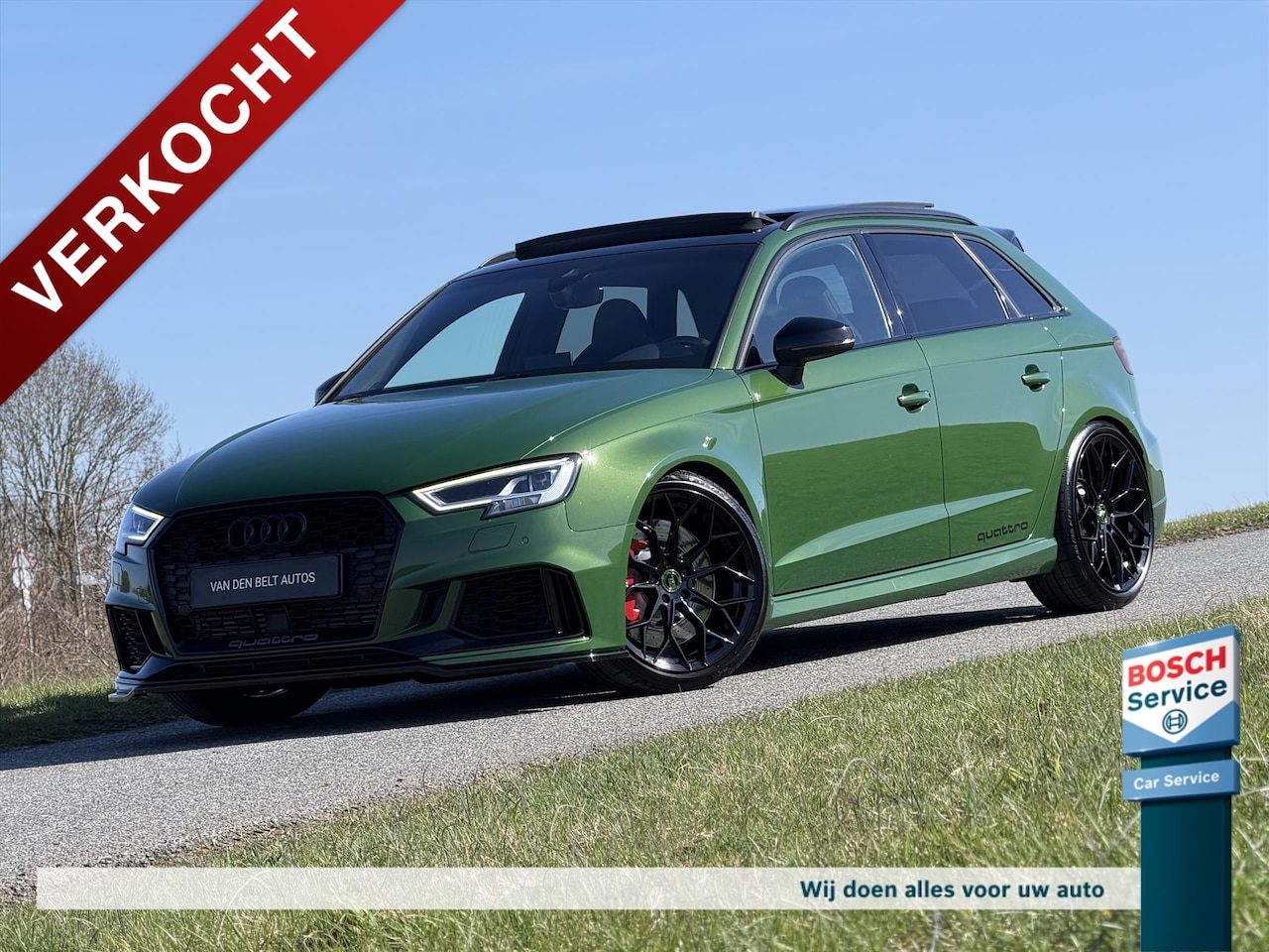 Audi RS3 - 2.5 TFSI 400PK Quattro / Pano / Grail Exhaust / Sonoma Green / Carbon / Schaalstoelen / Vi - AutoWereld.nl