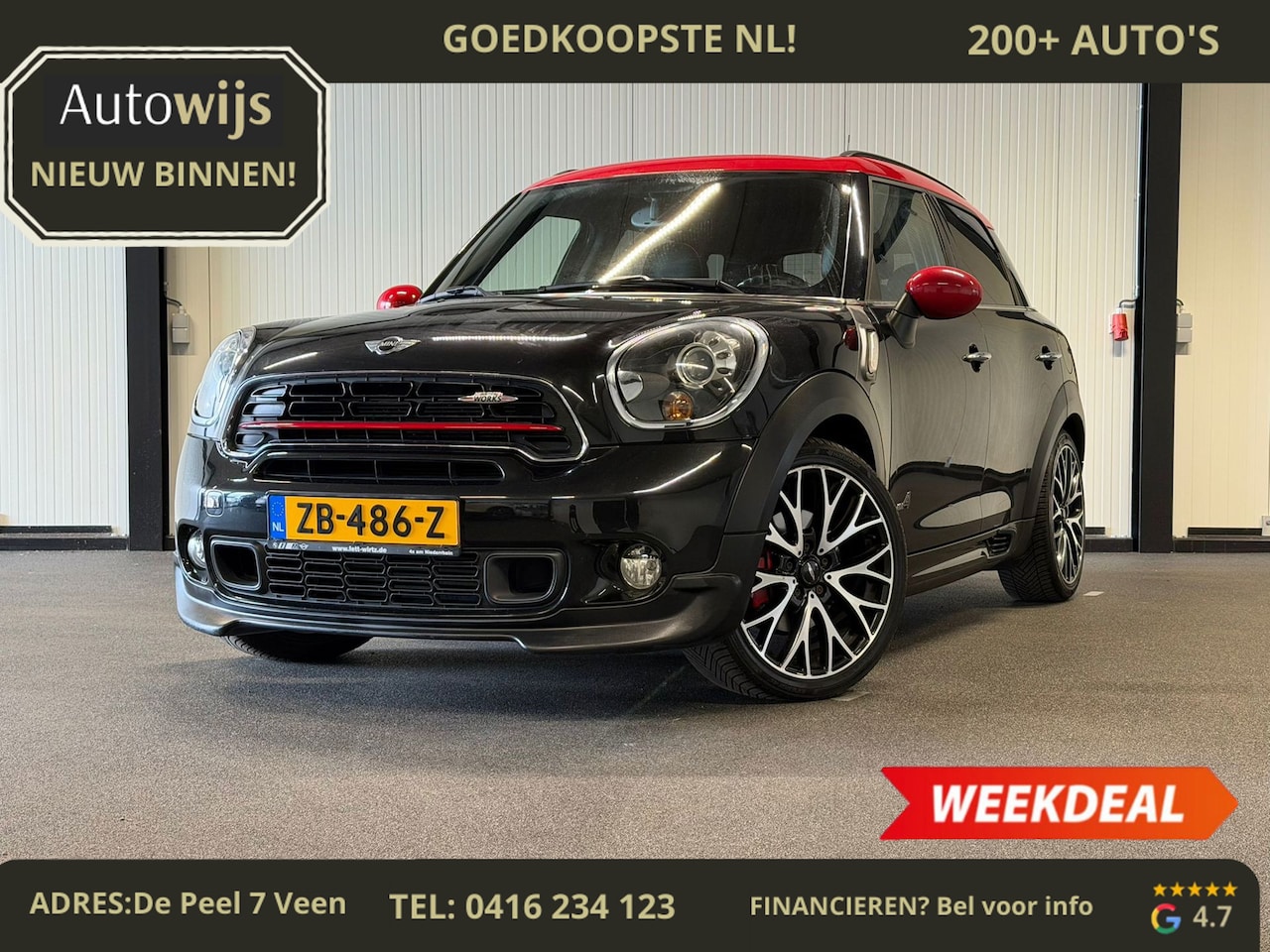 MINI John Cooper Works - 1.6 John Cooper Works ALL4 Chili|218PK|LEDER|NAVI|AUT| - AutoWereld.nl