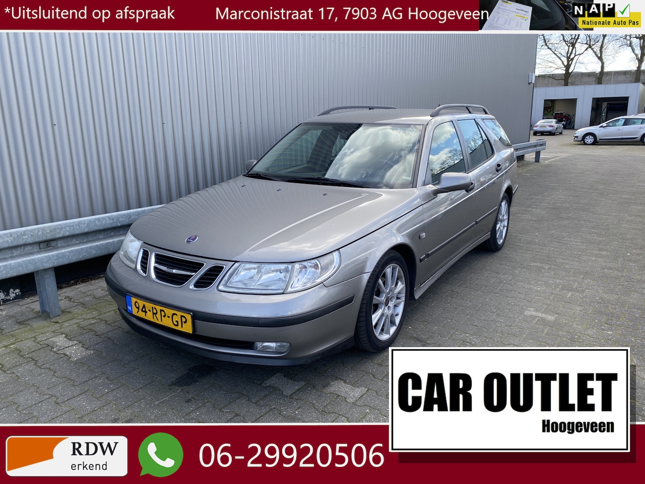 Saab 9-5 Estate - 2.0t Linear Business Pack AUTOMAAT, Clima, CC, PDC, LM, Afn.Trekh, nw. APK – Inruil Mogeli - AutoWereld.nl