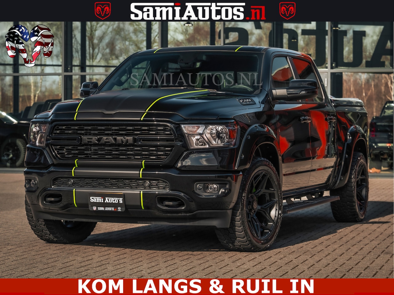 Dodge Ram Pick Up - SPORT | 5.7 V8 4x4 HEMI | PANORAMA DAK | GROOTSCHEM 12 INCH | LPG | Diamond Black Pearl | - AutoWereld.nl