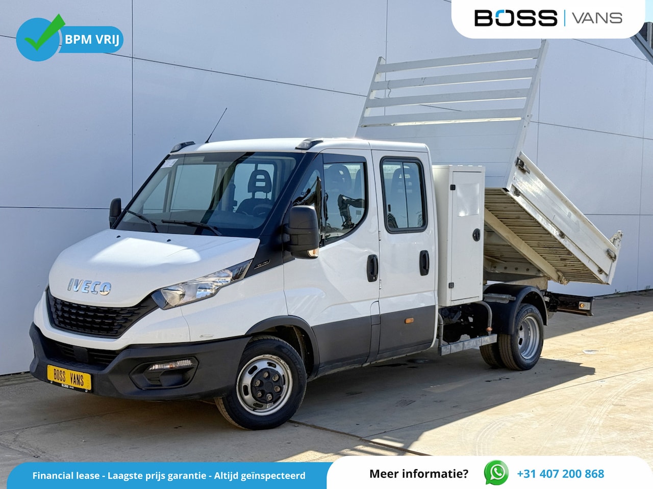 Iveco Daily - 35C14 2.3 Kipper Dubbele Cabine Dubbellucht 6 Stoelen Airco Cruise Control  3,5t Trekhaak - AutoWereld.nl
