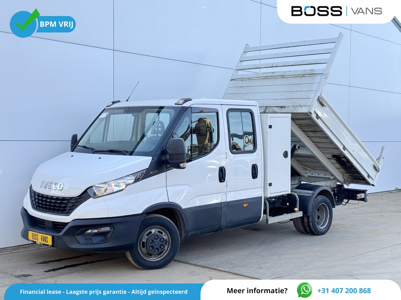 Iveco Daily - 35C14 2.3 Kipper Dubbele Cabine Dubbellucht 6 Stoelen Airco Cruise Control  3,5t Trekhaak - AutoWereld.nl