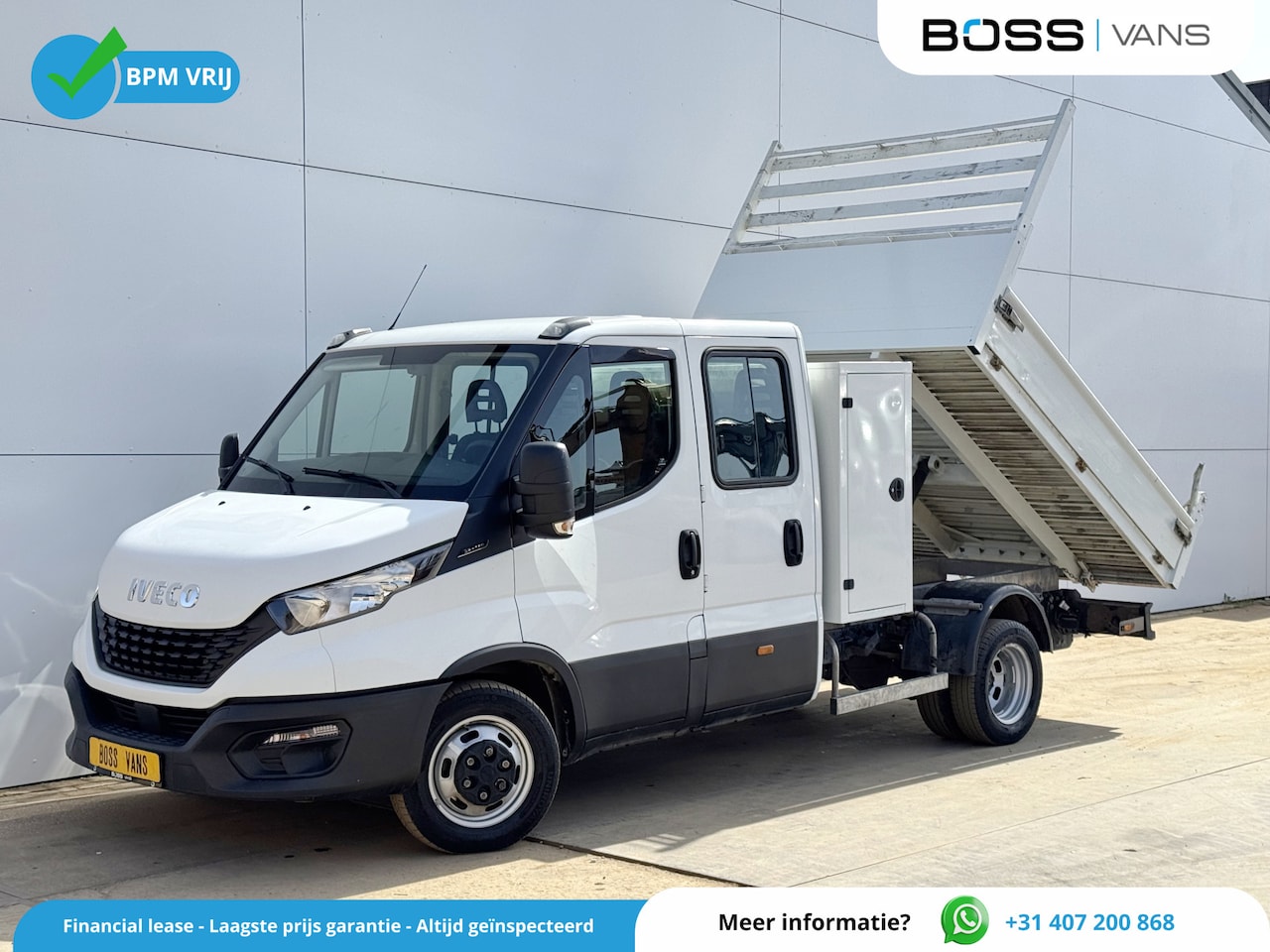 Iveco Daily - 35C14 2.3 Kipper Dubbele Cabine Dubbellucht 6 Stoelen Airco Cruise Control  3,5t Trekhaak - AutoWereld.nl