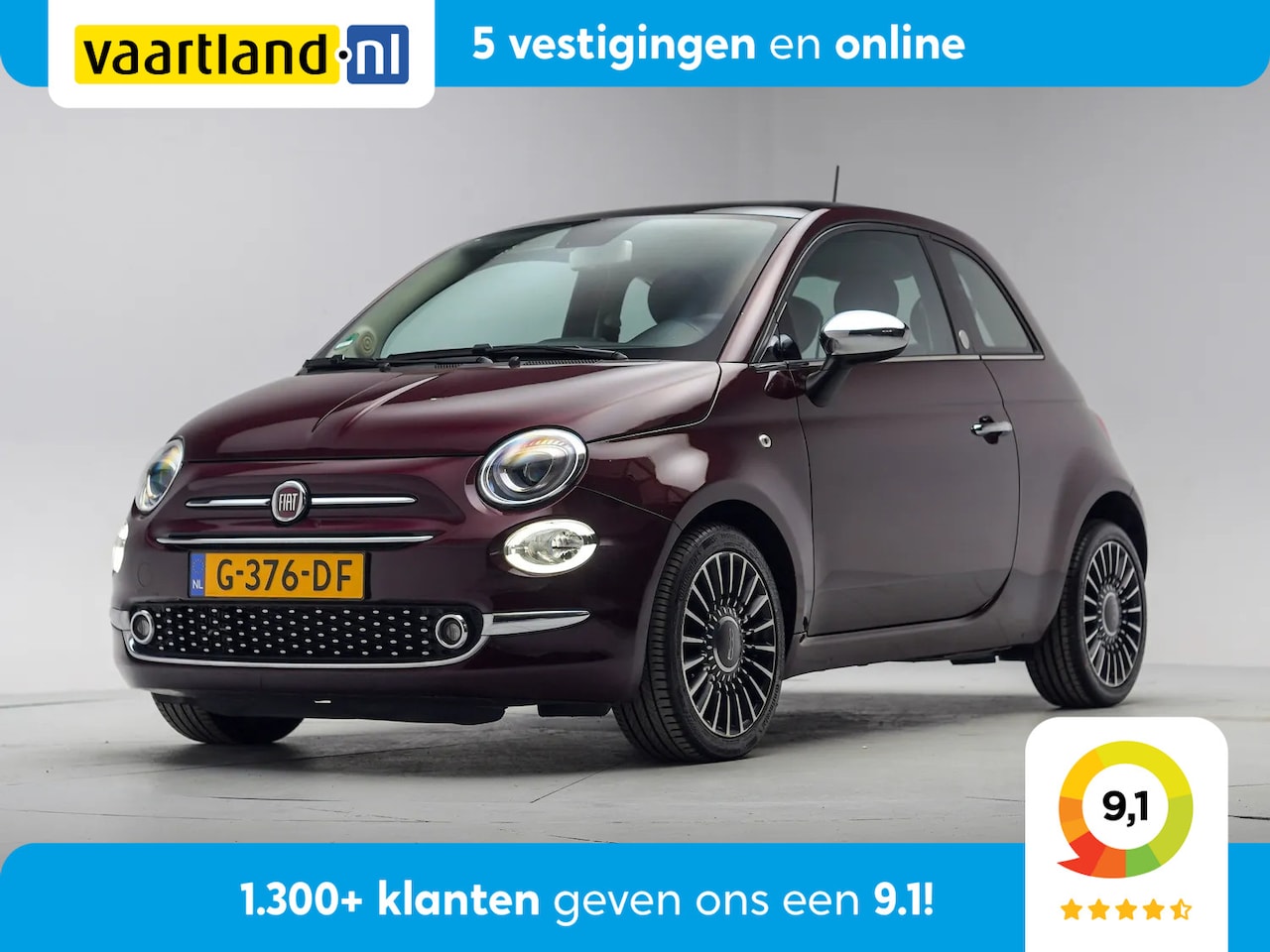 Fiat 500 - 0.9 TwinAir Turbo Lounge [ Panorama Navi Apple / Android Clima PDC - AutoWereld.nl