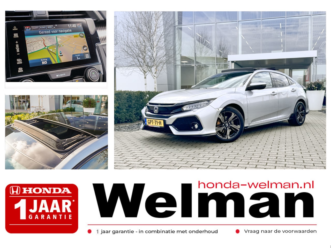 Honda Civic - 1.5i VTEC SPORT PLUS - AUTOMAAT - PANORAMADAK - 182 PK - AutoWereld.nl