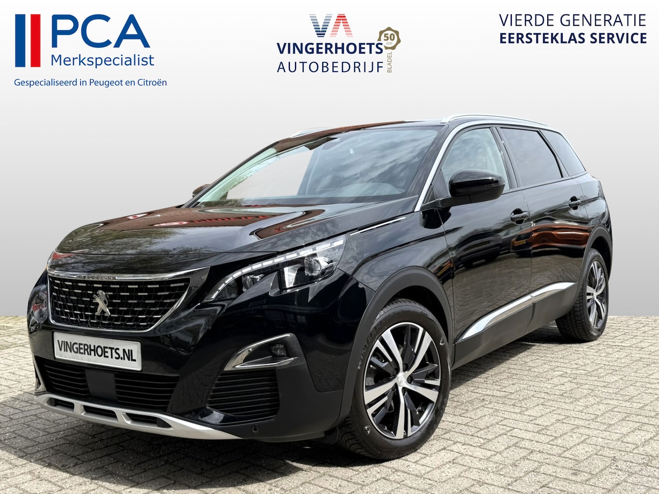 Peugeot 5008 - 130 Pk Benzine 5-Persoons Luxe Allure Zwart * Trekhaak * Navigatie * 1/2 Lederen Interieur - AutoWereld.nl