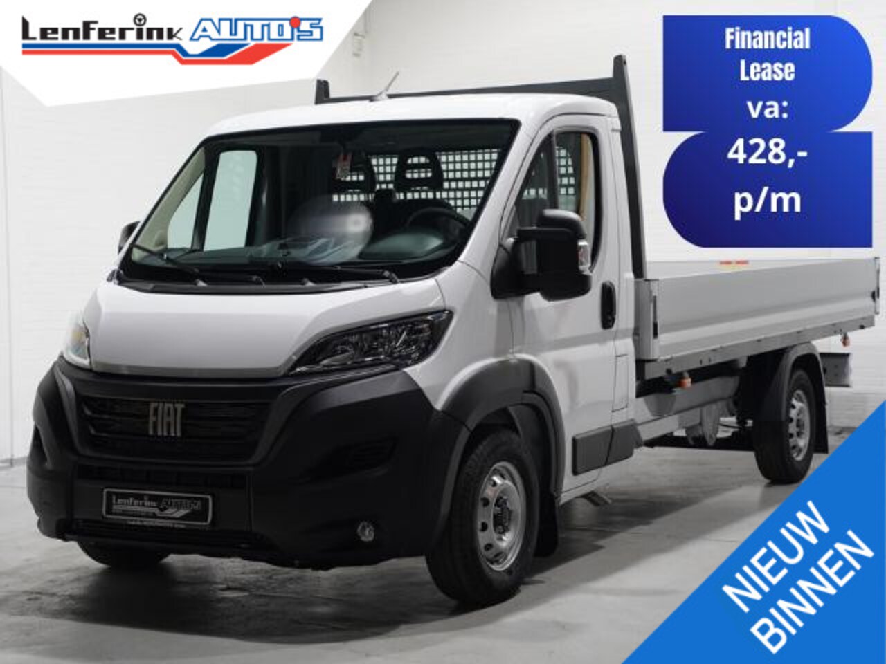 Fiat Ducato - 2.2 MJet 140 pk L4 Pick Up / Open Laadbak Airco, Cruise Control, 3-Zits, LxBxH 420x202x40 - AutoWereld.nl