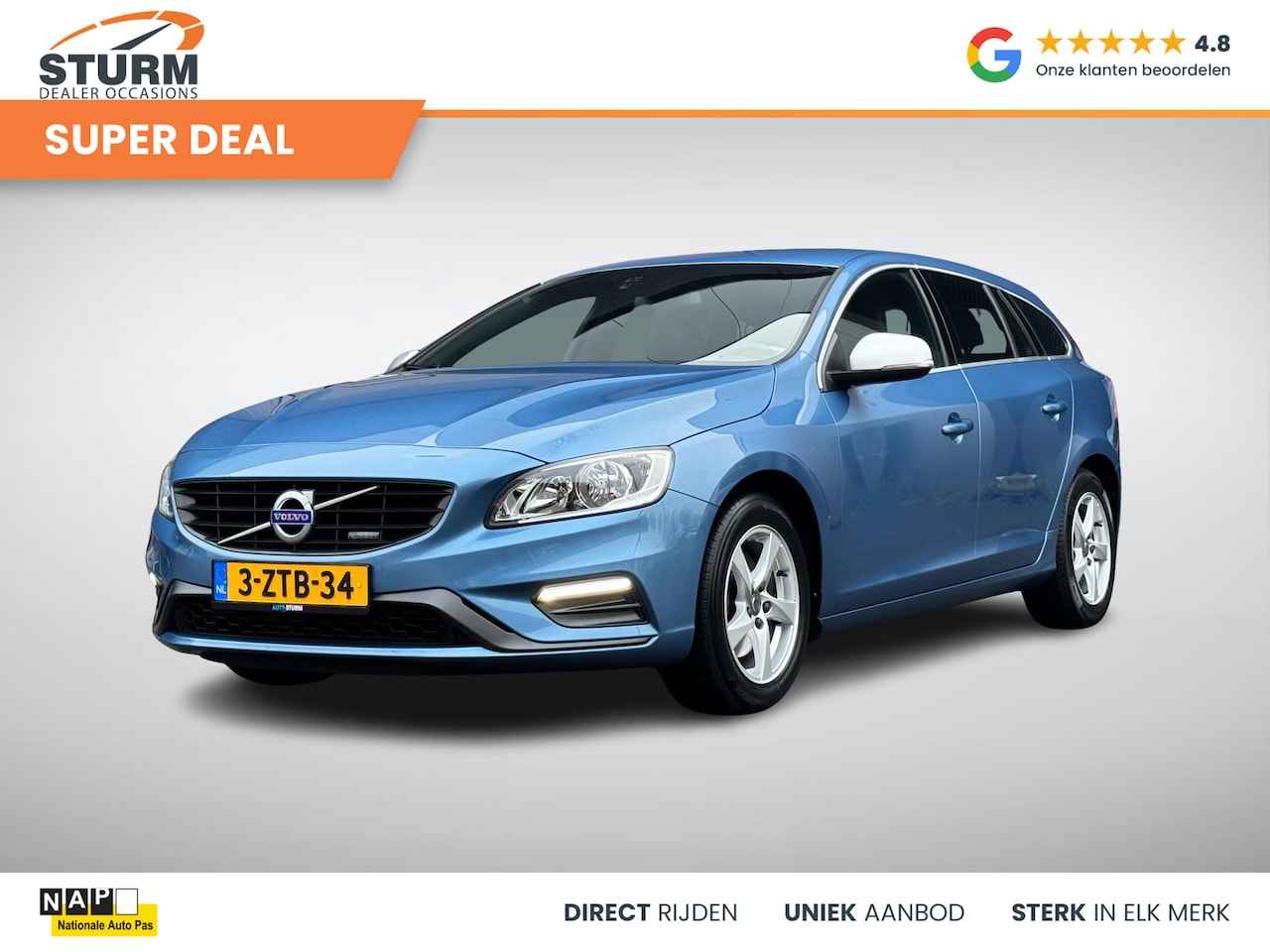 Volvo V60 - 1.6 T3 R-Design NL-Auto, Automaat incl. Trekhaak Afneembaar! - AutoWereld.nl