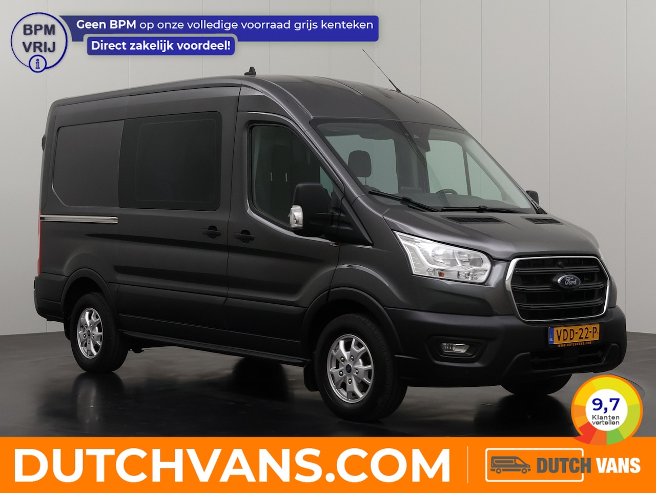 Ford Transit - 170PK Automaat L2H2 Dubbele Cabine | 2xSchuifdeur | Navigatie | Camera | Multimedia | - AutoWereld.nl