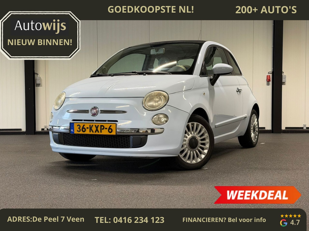 Fiat 500 - 1.2 Lounge|AUTOMAAT|PANO|D-RIEM VV|NL-AUTO - AutoWereld.nl