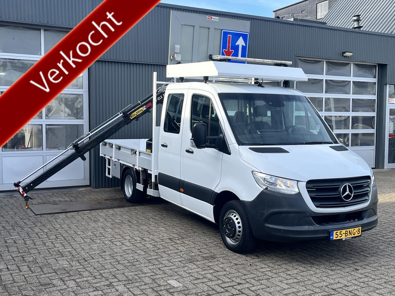 Mercedes-Benz Sprinter - 514 CDI 366 Hiab Laadkraan 018T Trekhaak 3500kg trekgewicht Airco 6-Persoons Open laadbak - AutoWereld.nl