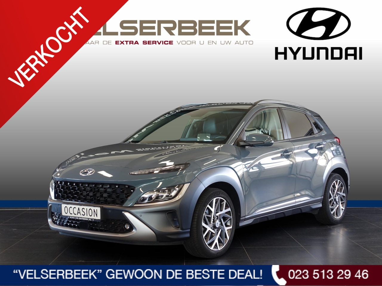 Hyundai Kona - 1.6 GDI HEV Premium * Trekhaak/ACC/Leer/Carplay * - AutoWereld.nl