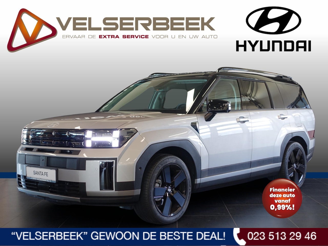 Hyundai Santa Fe - 1.6 T-GDI HEV Premium 7p. *Black Silver* **NIEUW**DIRECT RIJDEN** - AutoWereld.nl