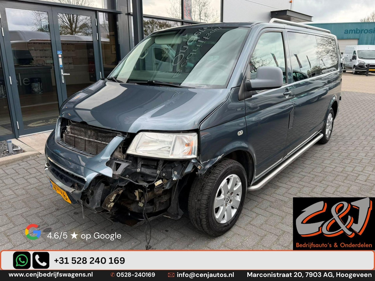 Volkswagen Transporter - 2.5 TDI 340 Trendline DC voorschade, airco, cruise, leder, automaat, MARGE - AutoWereld.nl