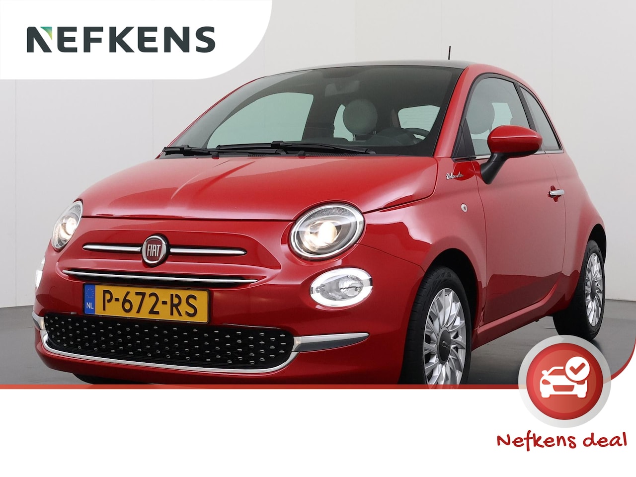Fiat 500 - 1.0 Hybrid Dolcevita | 1ste eigenaar | 2tone LEER/Stof | Glazen dak | Airco | AppleCarPlay - AutoWereld.nl