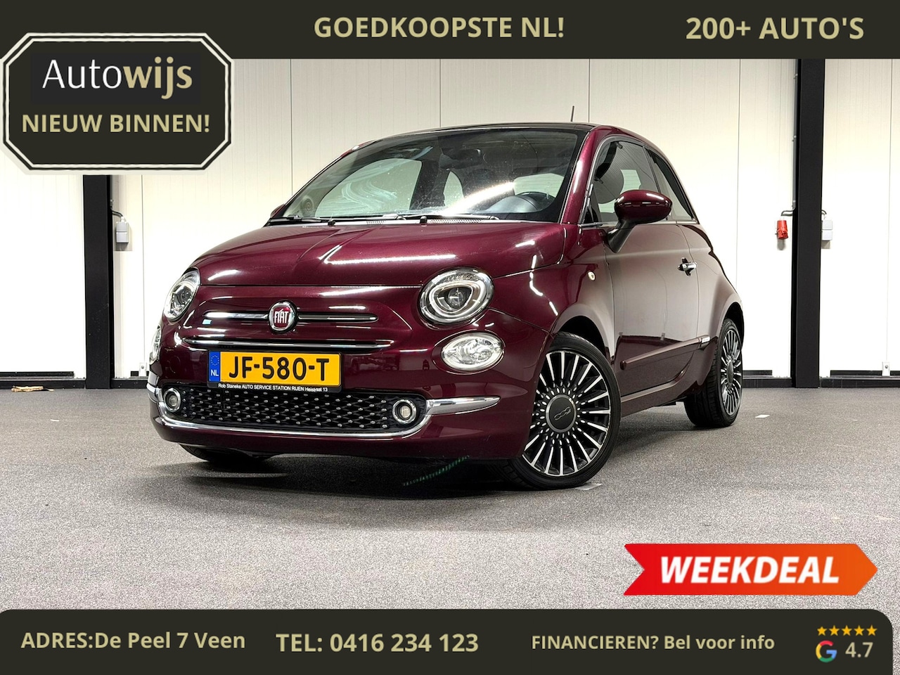 Fiat 500 - 0.9 TwinAir Turbo Lounge|PANO|FACELIFT|NL AUTO|LM-VELG|LED - AutoWereld.nl