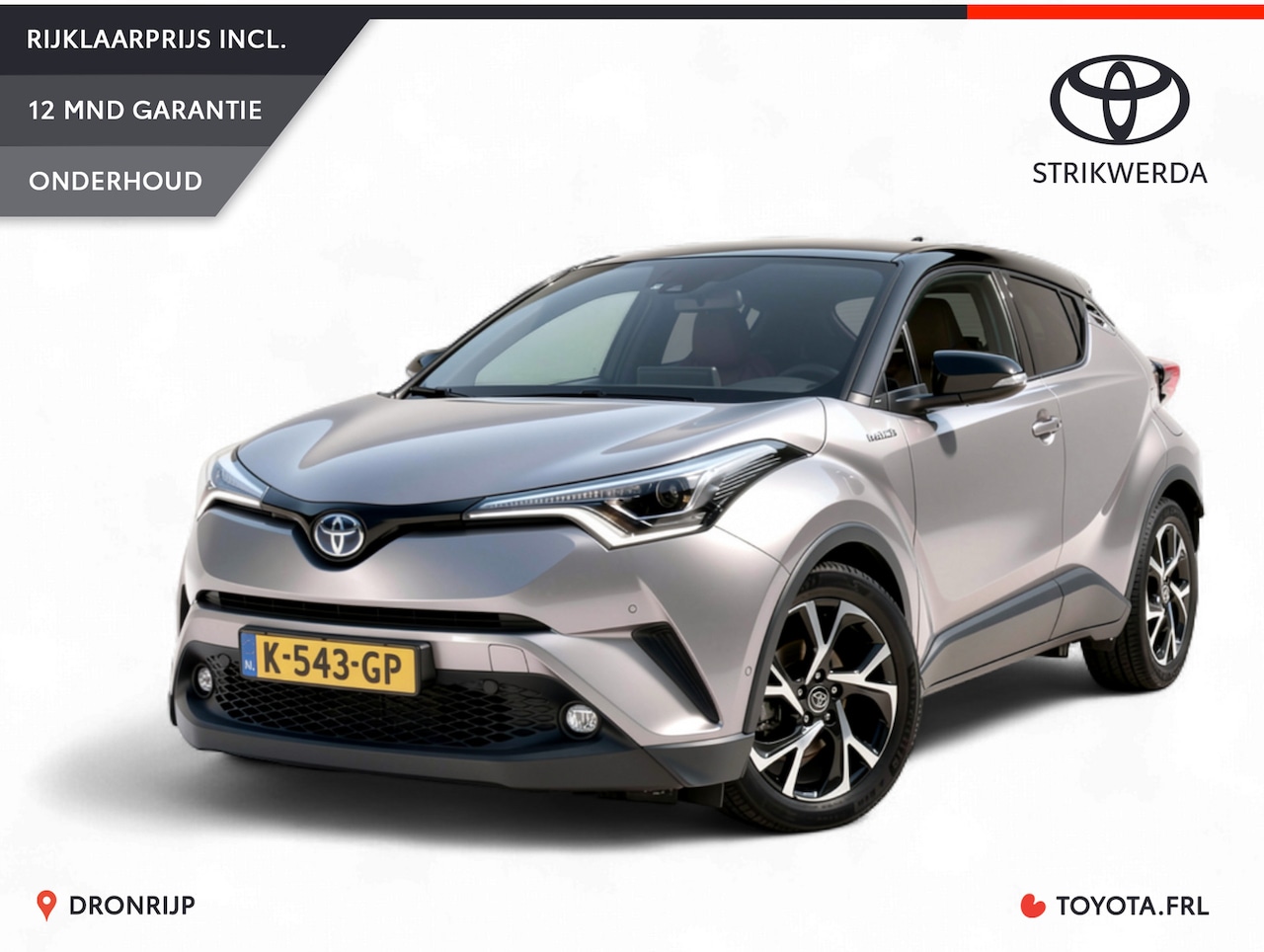 Toyota C-HR - 1.8 Hybrid Bi-Tone Plus | Trekhaak | Leer | Stoel- stuurverwarming | LED | PDC V+A | ACC - AutoWereld.nl