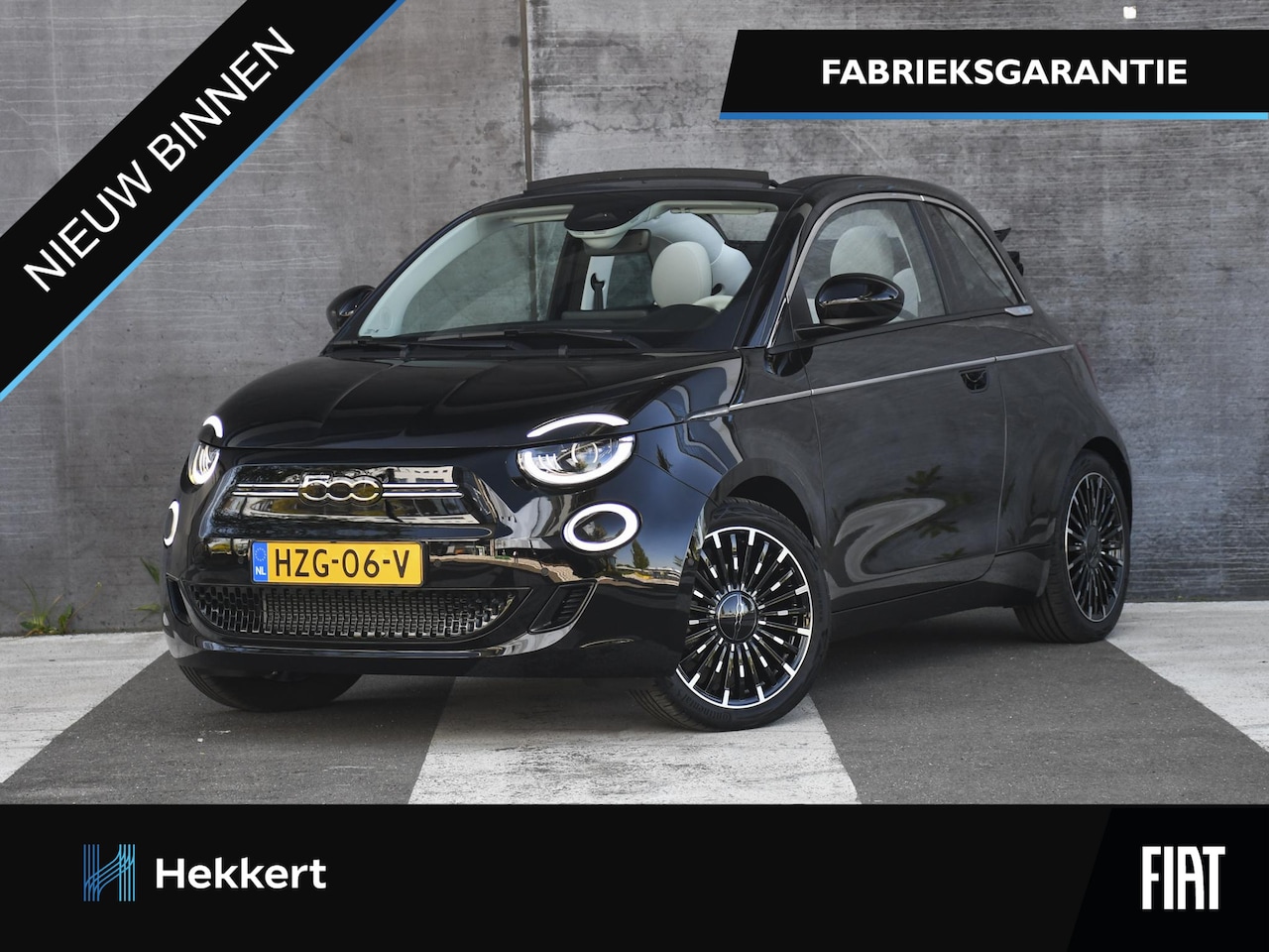 Fiat 500 C - La Prima 42 kWh 118pk Automaat ADAPT. CC | 17''LM | PDC + CAM. | DODE HOEK | LEDER | APPLE - AutoWereld.nl