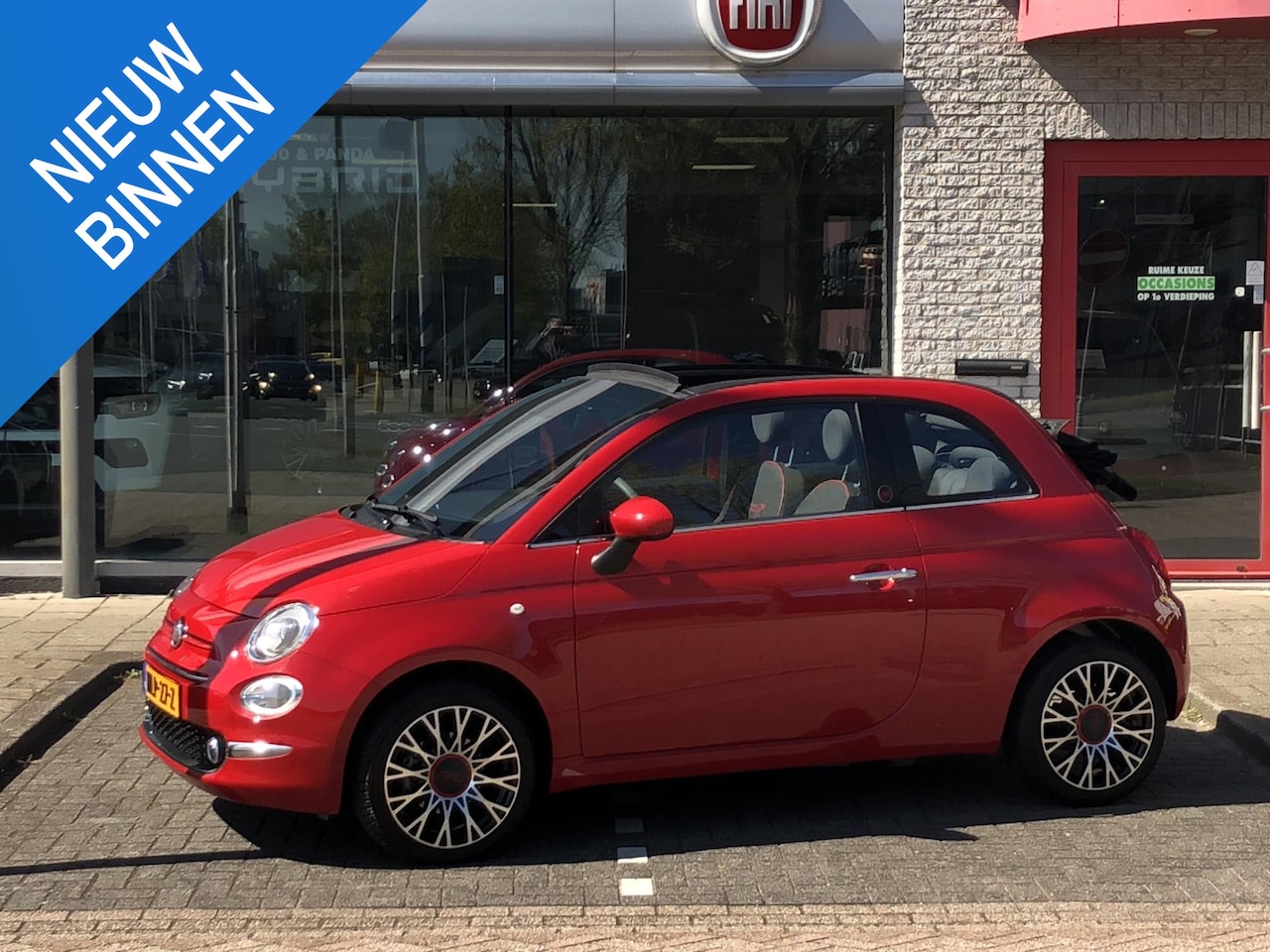 Fiat 500 C - 1.0 Hybrid Red NAVI|CLIMATE|APPLE/ANDROID|PDC|16" - AutoWereld.nl