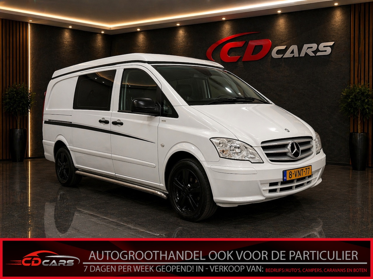 Mercedes-Benz Vito - Buscamper 116 CDI 320 Lang Clima, Cruise control, Slaapplaats, Radio, Hefdak, Keuken, Trek - AutoWereld.nl