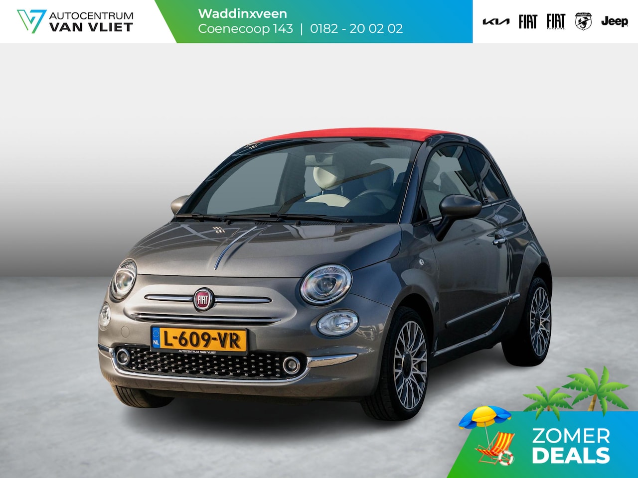 Fiat 500 C - 1.2 Star l Rosso Cabriodak l Automaat - AutoWereld.nl