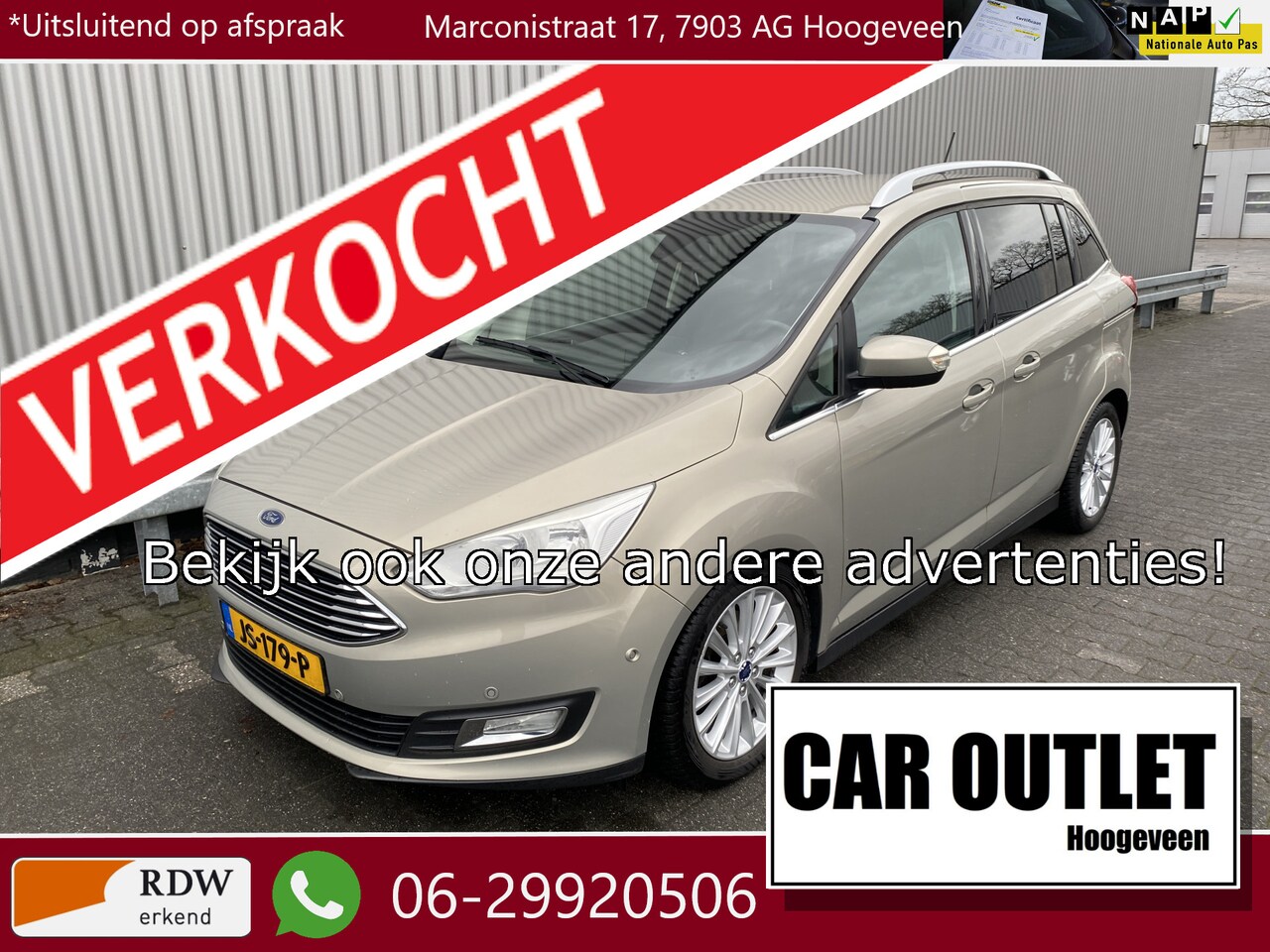 Ford Grand C-Max - 1.0 Titanium Clima, Navi, CC, PDC v/a, Keless, LM, z.g.a.n. APK – Inruil Mogelijk – - AutoWereld.nl