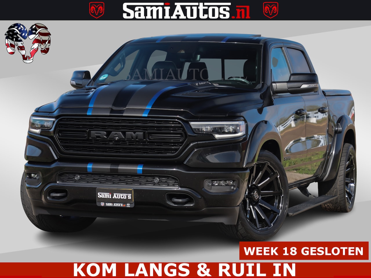 Dodge Ram Pick Up - HULK PACK LIMITED | 5.7 V8 | WIDE BODY | STRIPING | HUD | LUCHTVERING | OPEN UITLAAT KLEP - AutoWereld.nl