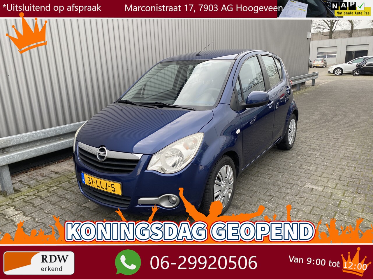 Opel Agila - 1.2 Enjoy 167Dkm, Aiconditioning, Trekhaak, – Inruil Mogelijk – - AutoWereld.nl