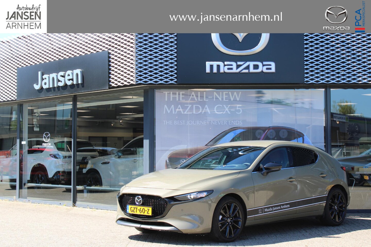 Mazda 3 - HB 2.0 e-SkyActiv-G 150 M Hybrid Nagisa , Demovoordeel € 5.090,-, Bruin Leder, Bose, Navi, - AutoWereld.nl