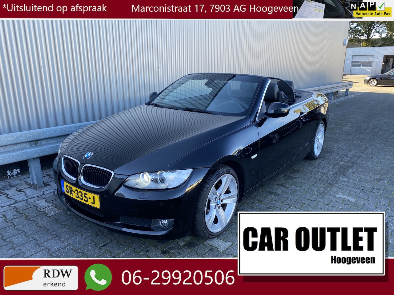 BMW 3-serie Cabrio - 320i High Executive AUTOMAAT, Leer, Navi, Clima, CC, PDC v/a, LM, – Inruil Mogelijk – - AutoWereld.nl