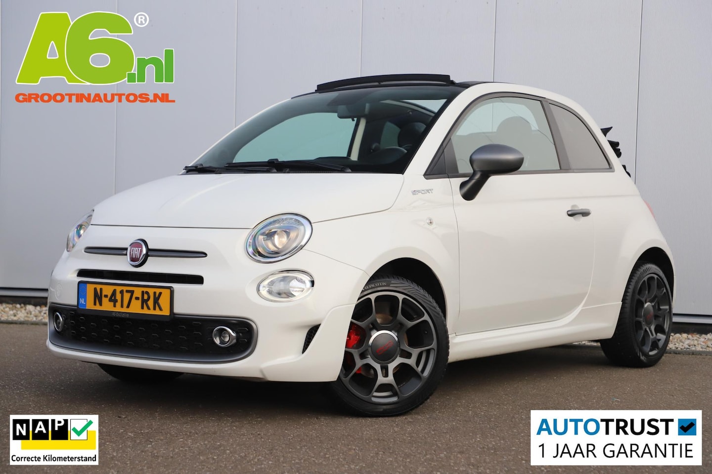 Fiat 500 C - 1.0 Hybrid Sport Cabrio 16 inch LMV Half Leder Navigatie Carplay Android Climate Cruisecon - AutoWereld.nl