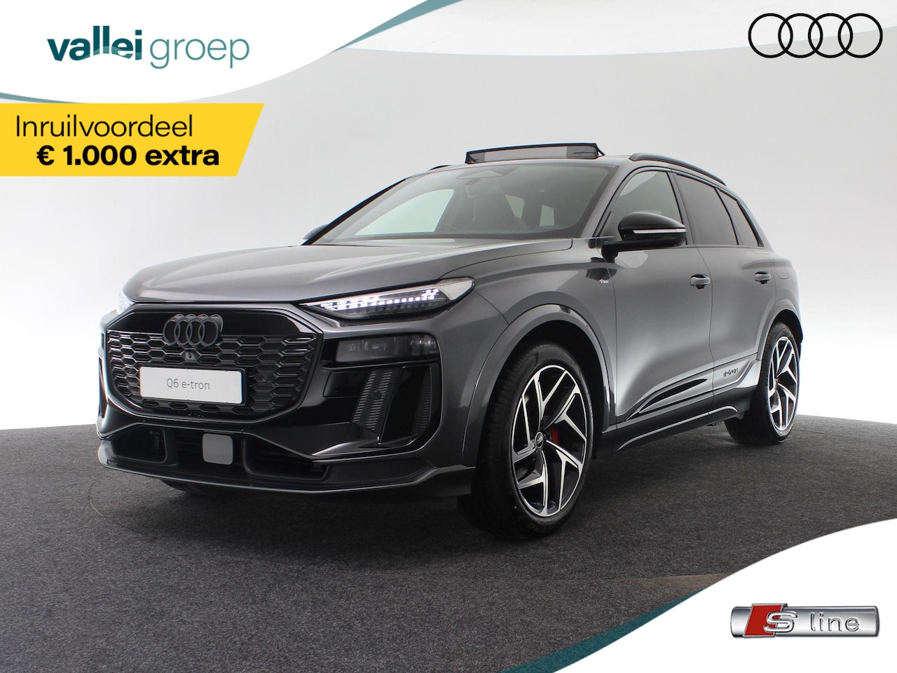 Audi Q6 e-tron - 83 Kwh 252 pk S edition | Glazen panoramadak | Trekhaak, mechanisch draaibaar | S line zwa - AutoWereld.nl