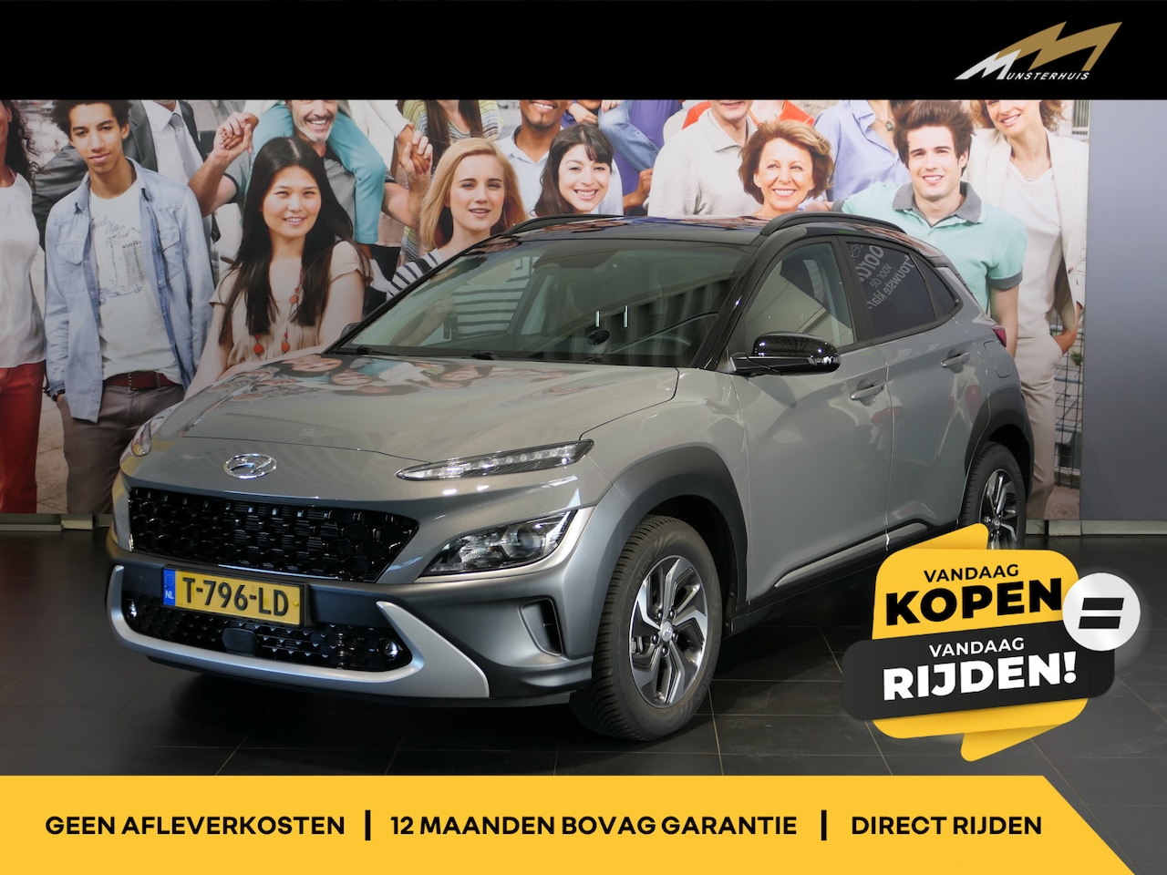 Hyundai Kona - 1.6 GDI HEV Fashion Trekhaak, All Season, Dodehoek, HUD, Adaptive Cruise - AutoWereld.nl