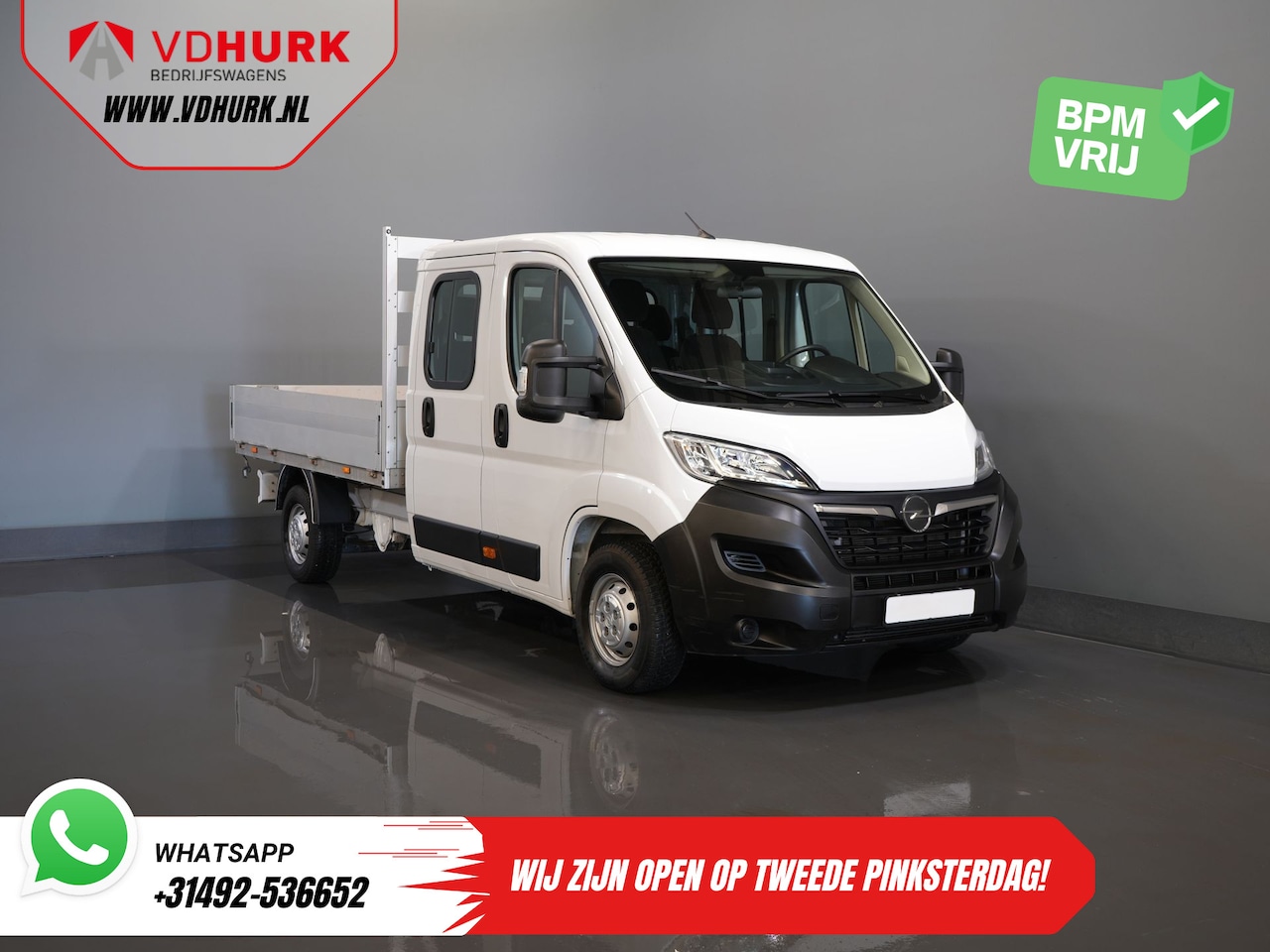 Opel Movano - 2.2 140 pk DC Dubbel Cabine Open Laadbak/ 7 Pers./ 2.5t Trekverm./ Cruise/ Airco/ 288x215x - AutoWereld.nl