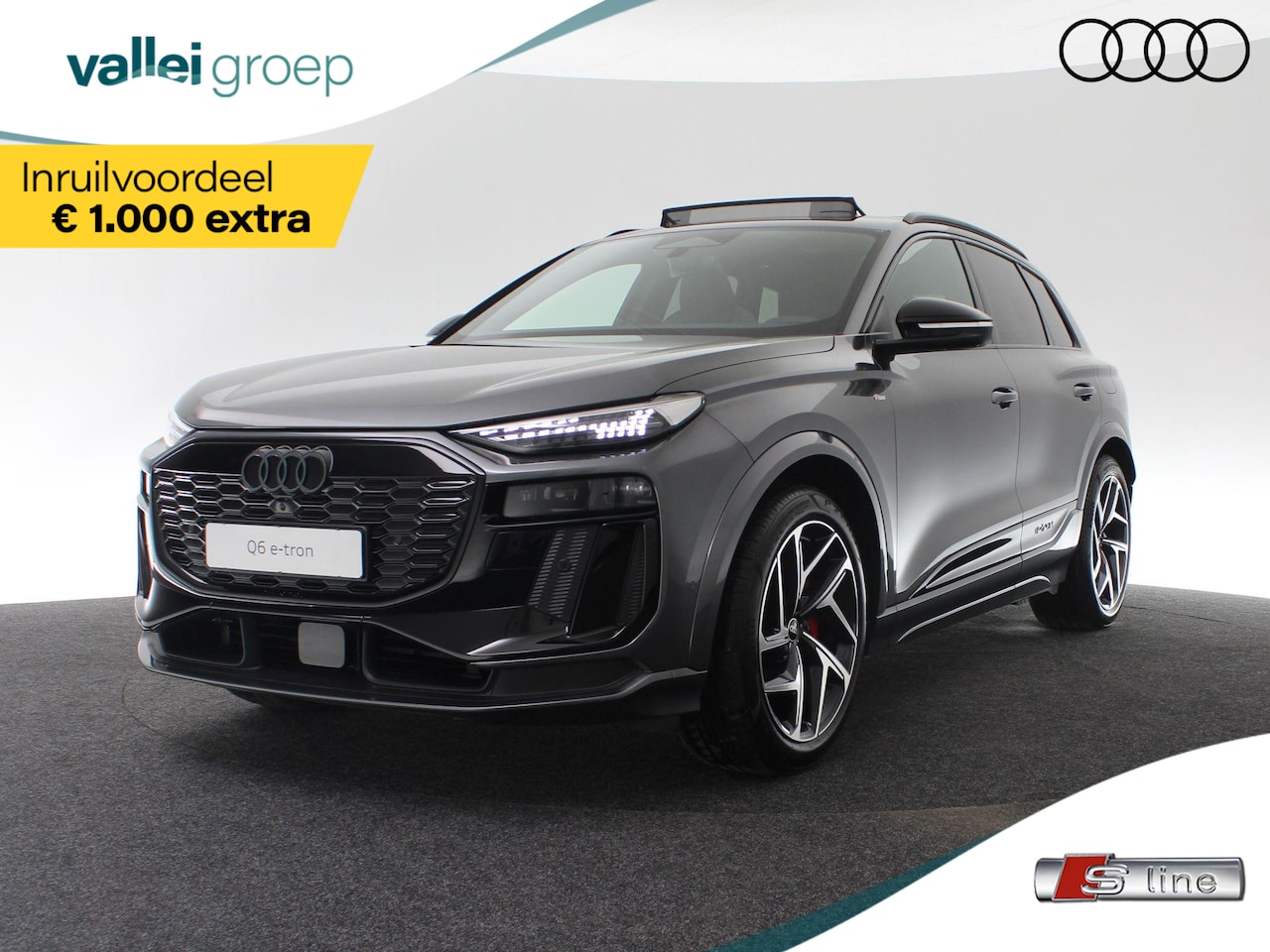 Audi Q6 e-tron - S edition 83 kWh 252 pk | Glazen panoramadak | Trekhaak, mechanisch draaibaar | S line zwa - AutoWereld.nl