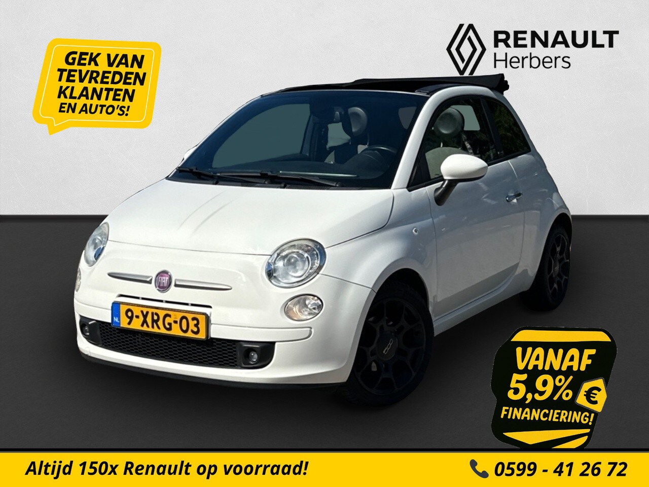 Fiat 500 C - 0.9 TwinAir Lounge OPEN DAK / LICHTMETAAL / RADIO / CLIMATE - AutoWereld.nl