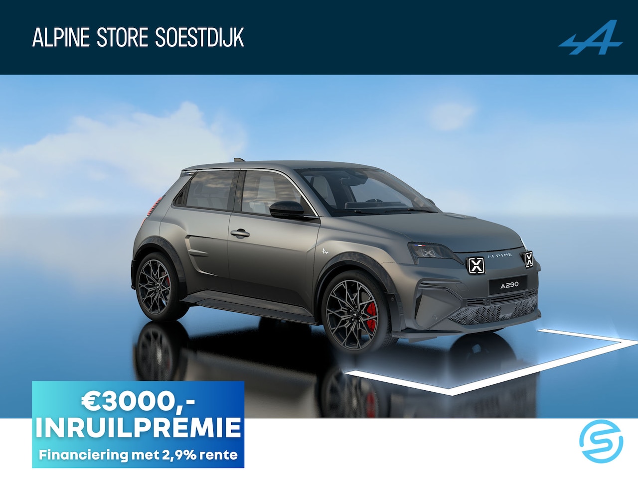 Alpine A290 - GT Premium 52 kWh Lichtmetalen Velgen 19" Snowflake Diamantee / Remklauwen rood Daklijst H - AutoWereld.nl