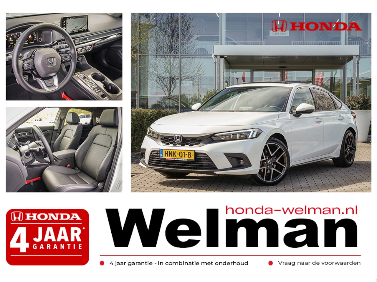 Honda Civic - 2.0i e:HEV ADVANCE - PANORAMADAK - ALL WEATHERS - DASHCAM - AutoWereld.nl
