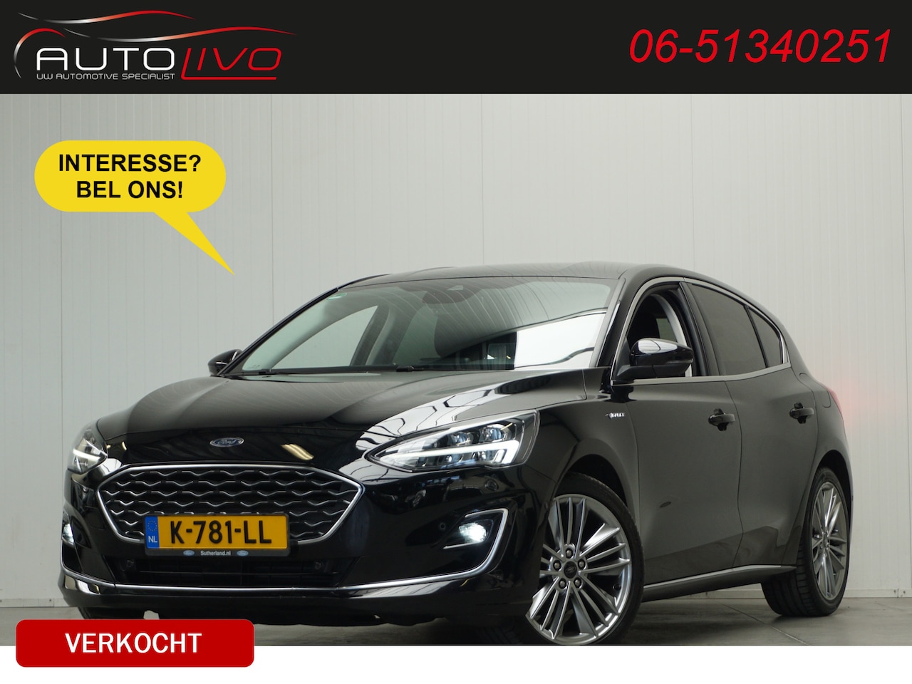 Ford Focus - 1.0 EcoBoost Hybrid Vignale LEER LED B&O HEAD UP VIRTUAL CLIMA CAMERA ST. VERW. APPLE etc. - AutoWereld.nl