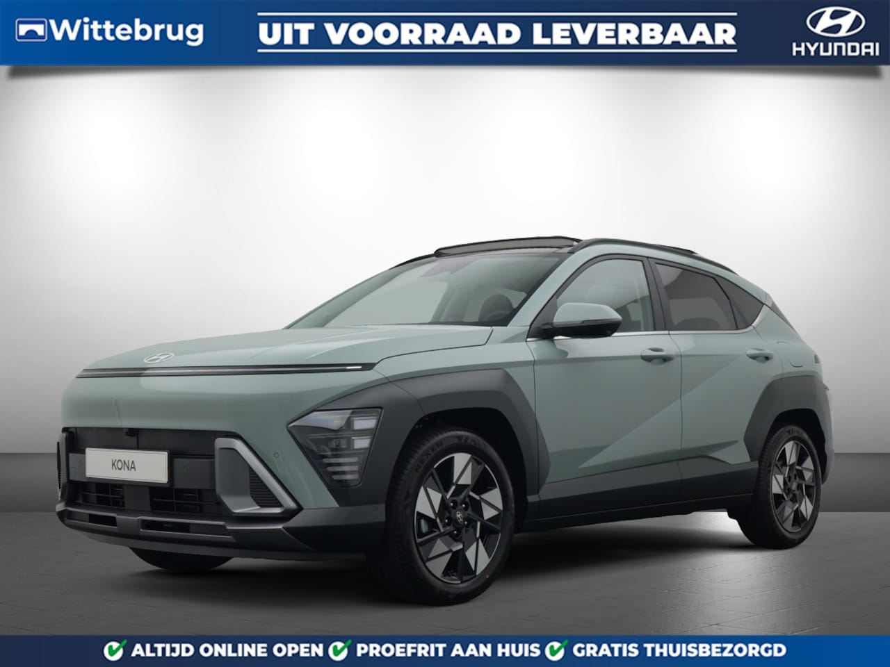 Hyundai Kona - 1.6 GDI HEV Premium Sky VALE Full Hybride Automaat met Panorama schuifdak, Navigatie, Lede - AutoWereld.nl