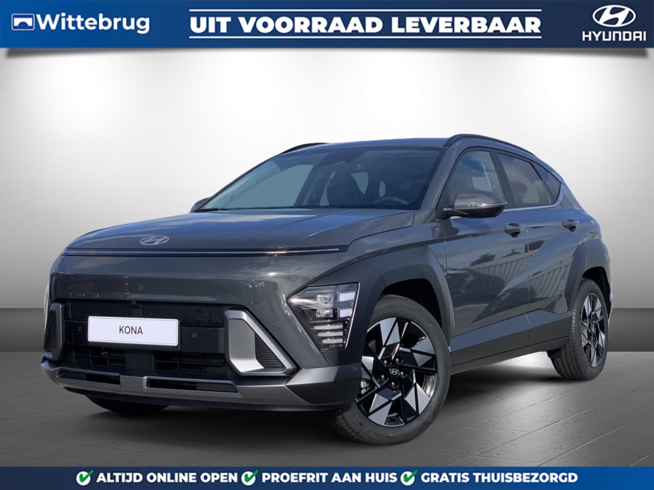 Hyundai Kona - 1.6 GDI HEV Premium Full Hybride Automaat met Navigatie, Lederen bekleding en Stoelverwarm - AutoWereld.nl