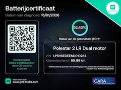Polestar 2 - 2 Long Range Dual Motor 408pk 92.4% SoH [ PILOT PLUS+PANO+STOEL/STUURWIELVERWARMING ]