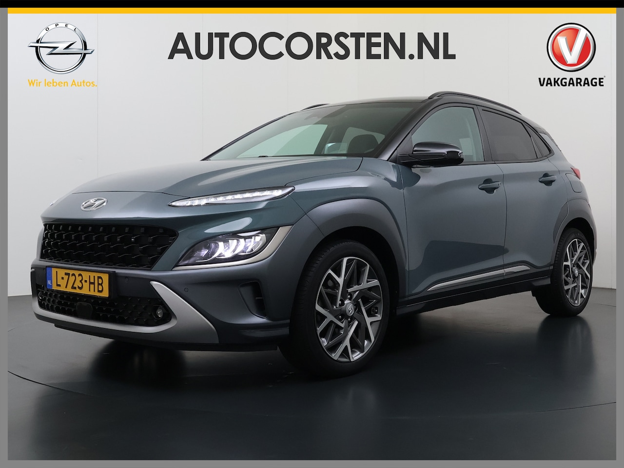 Hyundai Kona - 1.6GDI HEV Hybride Premium Adap.Cruise Leder+Verwarming+Ventilatie Head-Up Display Camera - AutoWereld.nl