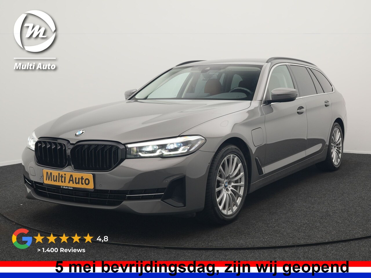 BMW 5-serie Touring - 530e Sportline PHEV 293pk Dealer O.H Bernina Grau Metallic | Trekhaak Afn. | M Sportstuur - AutoWereld.nl