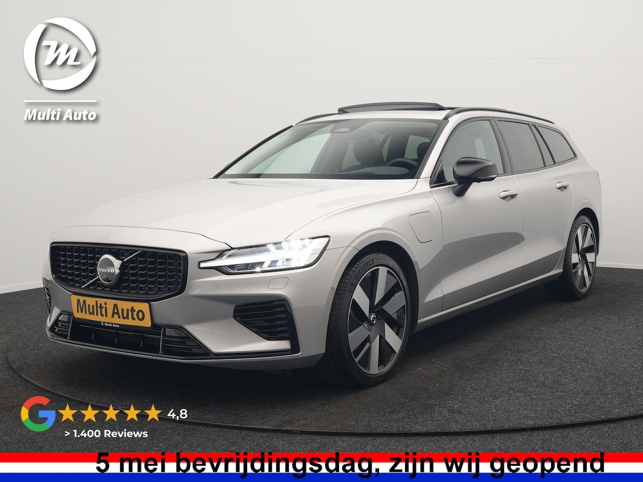 Volvo V60 - T6 Recharge AWD LONG RANGE Plus Dark PHEV 350pk Dealer O.H. | Panodak | Adaptive Cruise | - AutoWereld.nl
