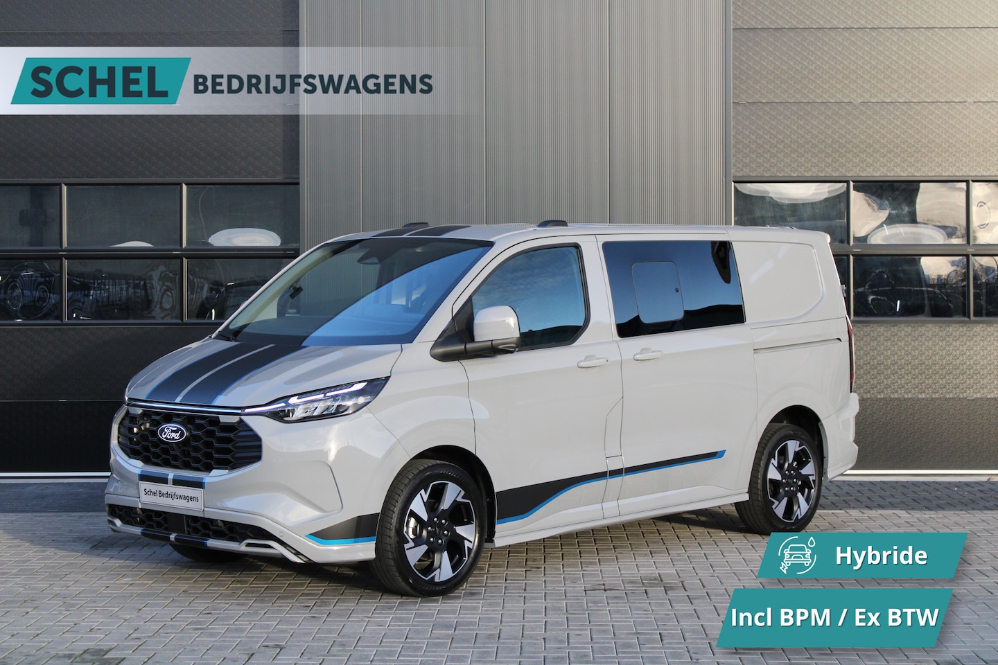 Ford Transit Custom - 320 2.5 PHEV L1H1 Sport DC 232pk - 2x Schuif - 360 Camera - ACC - Keyless - Stoel/Stuurver - AutoWereld.nl